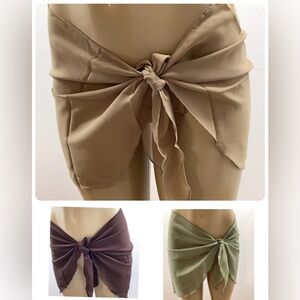 Zuliana Earth Tones Chic Sheer Sarong Wrap Skirt Bundle Of 3. New